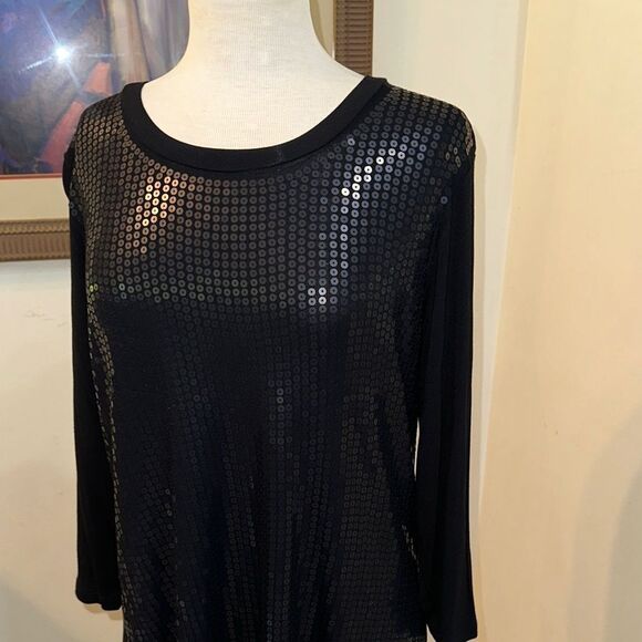 NWT DG2 by Diane Gilman Elegant Black Sequin Women's Top Size Medium - Picture 10 of 13